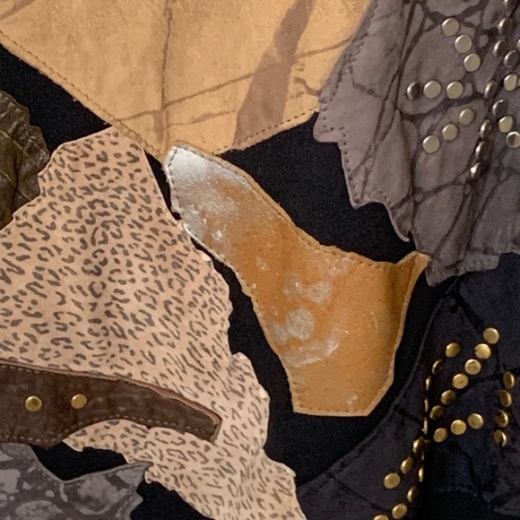 Vtg Alexis krieghoff patchwork top leathers, suedes Rhinestones, brass studs - Picture 5 of 12